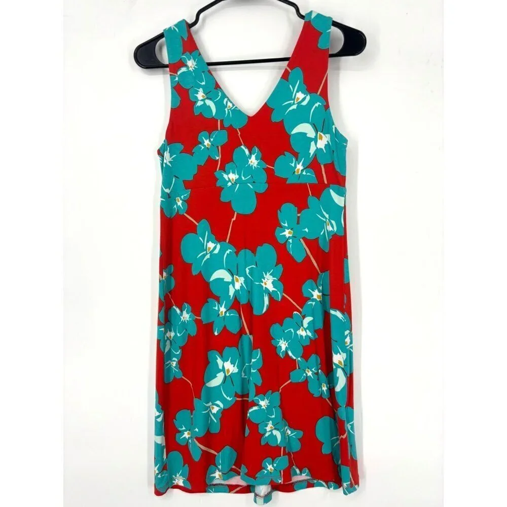 Tommy Bahama Red and Blue Tropical‎ Flower Dress Small
